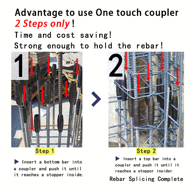 High-Hardness Carbon Steel Alloy Concrete One-Touch Rebar Coupler: Durable Internal Thread Coupler for Construction Applications