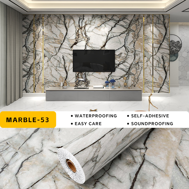 New Modern Style Marble Pattern Waterproof Interior Home Wall Decoration Home Decor Self Adhesive PVC Wallpaper