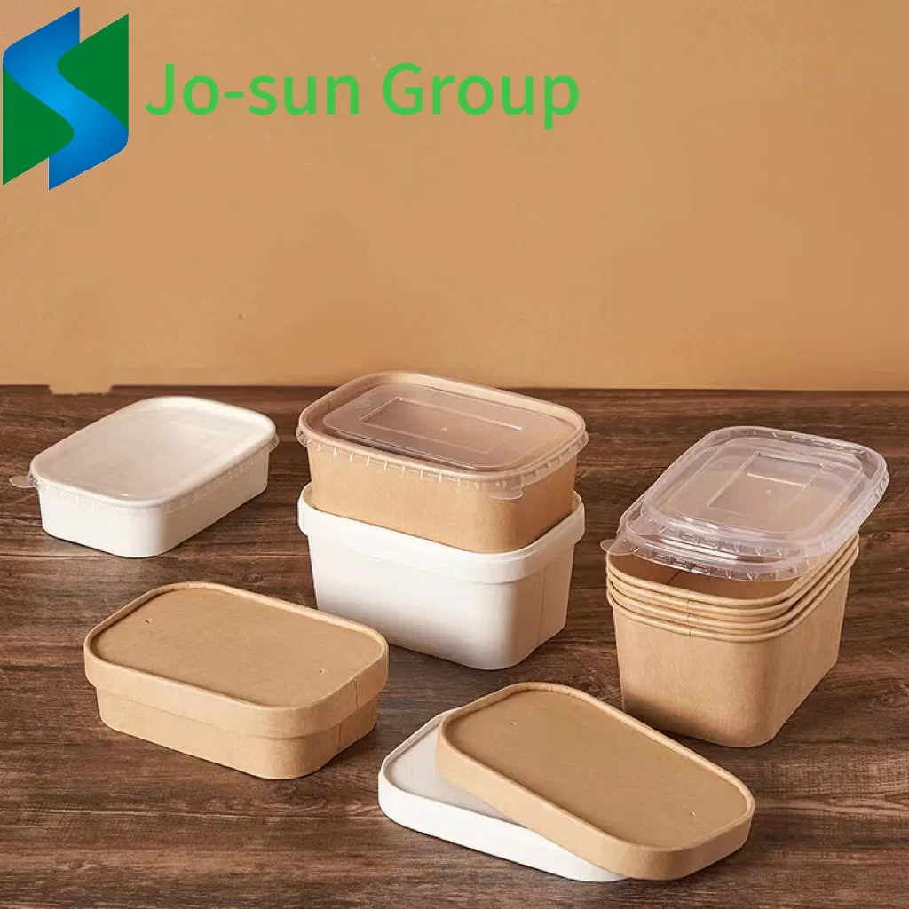Hot New Products Kraft Box Food Packaging Lunch Box Rectangular Food Paper Box Disposable Food Packing Kraft Paper Tray with Lid