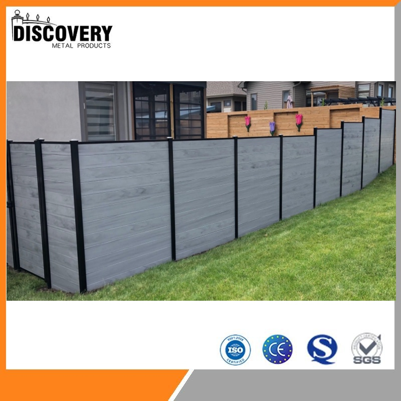 China Factory Custom Outdoor Design DIY Installation Co-Extrusion Wood Plastic Composite Aluminum Garden Panels Wall Privacy Fence 180X180 for House