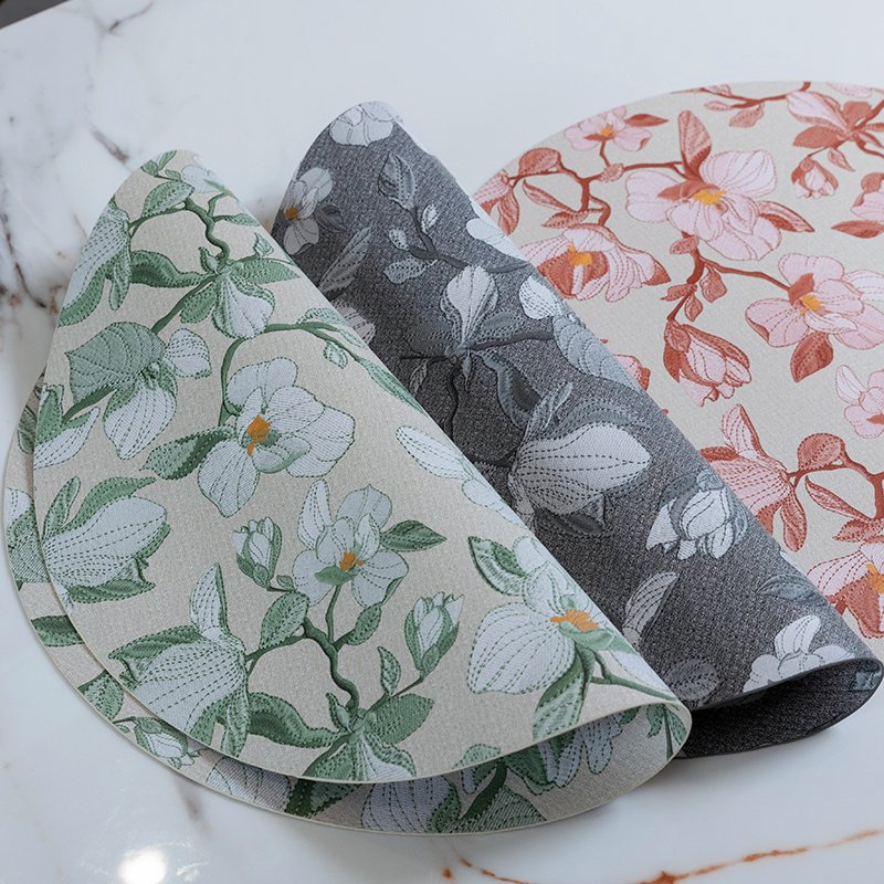 High-Grade Round Leather Table Mat Classic Style PVC Kitchen Wedding Placemat