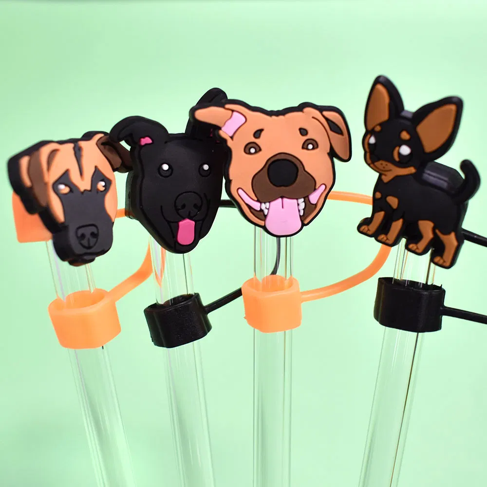 Wholesale Cartoon Dog PVC Straw Topper Mold for Creative Bars