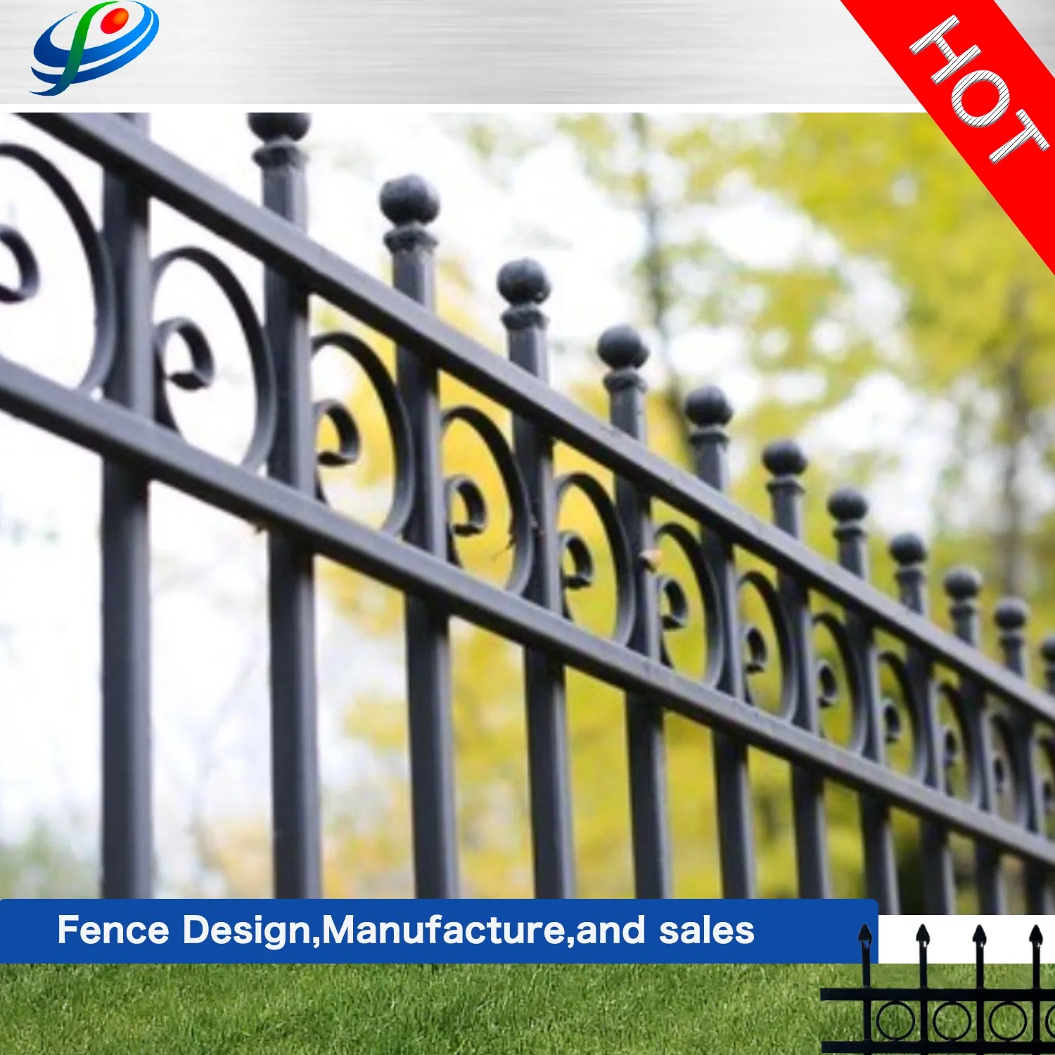 Green Metal Frame Welded Railway Fence Garden Fence Baby Fence for School