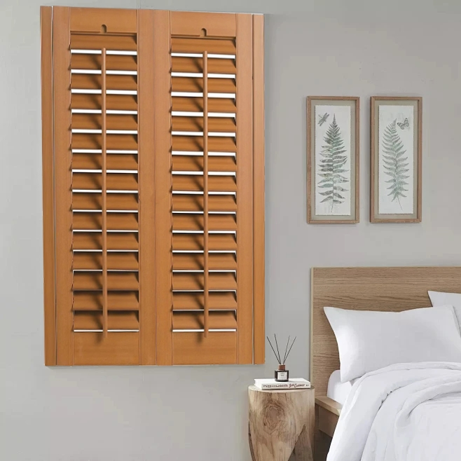 French Oak Stain Natural Wooden Color Plantation Shutters