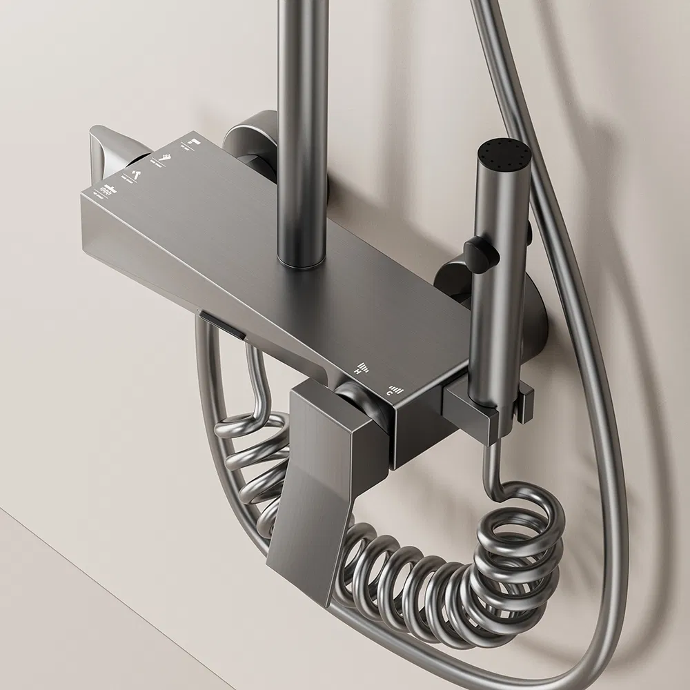Bathroom Rain Shower Mixer Shower Bathing Set Contemporary Exposed Shower Faucet System Dual Handle