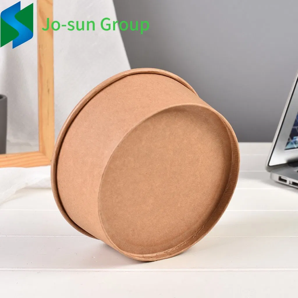 High Quality Food Grade Wholesale Disposable Water and Oil Proofing Kraft Paper Bowl with Plastic Lid