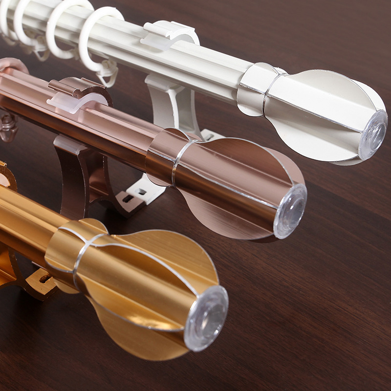 Thickened Aluminum Alloy Track Curtain Rod Roman Pole Single Pole Double Pole Perforated Curtain Bracket Accessory Side and Top