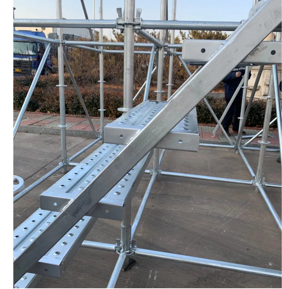 Steel Access Scaffold Step Ladder with Hook and Handrail for Parts Construction
