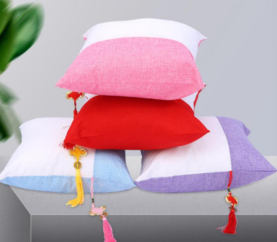 Sublimated Linen Cushion with Pendant, Printable, Tassel and Custom Logo