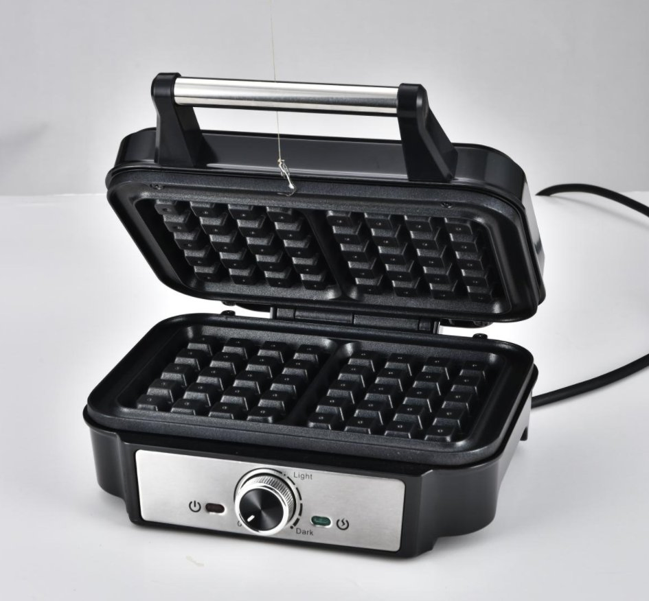 Electric 2 Slice Fixed Waffle Maker Adjustable Temperature Control