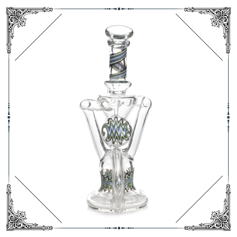 Phoenix Wholesale American Color Glass 7.8 Inches Heady Hookah Smoking Water Pipe Glass Bubbler Recycler Oil DAB Rig with 14mm Male Quartz Banger