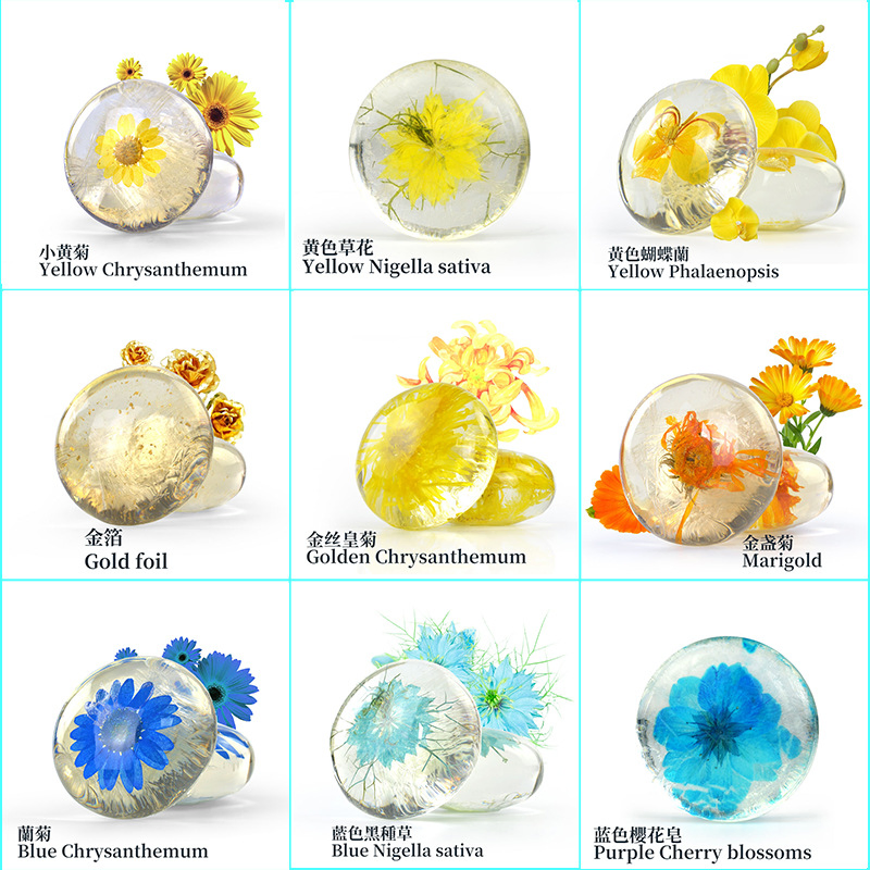 Natural Organic Handmade Transparent Soap Flower Essential Oil Bath Soap Amino Acid Flower Soap