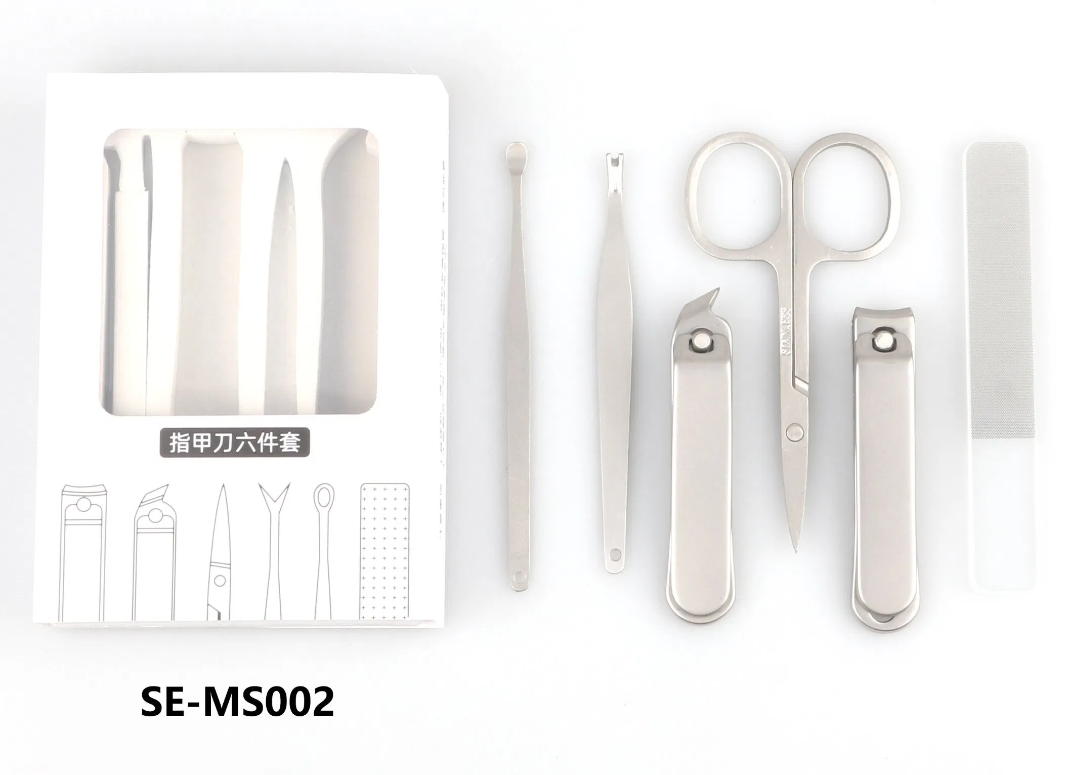 6PCS portable Manicure Set with Nail Clippers and Eyebrow Trimming Scissors (SE-MS002)