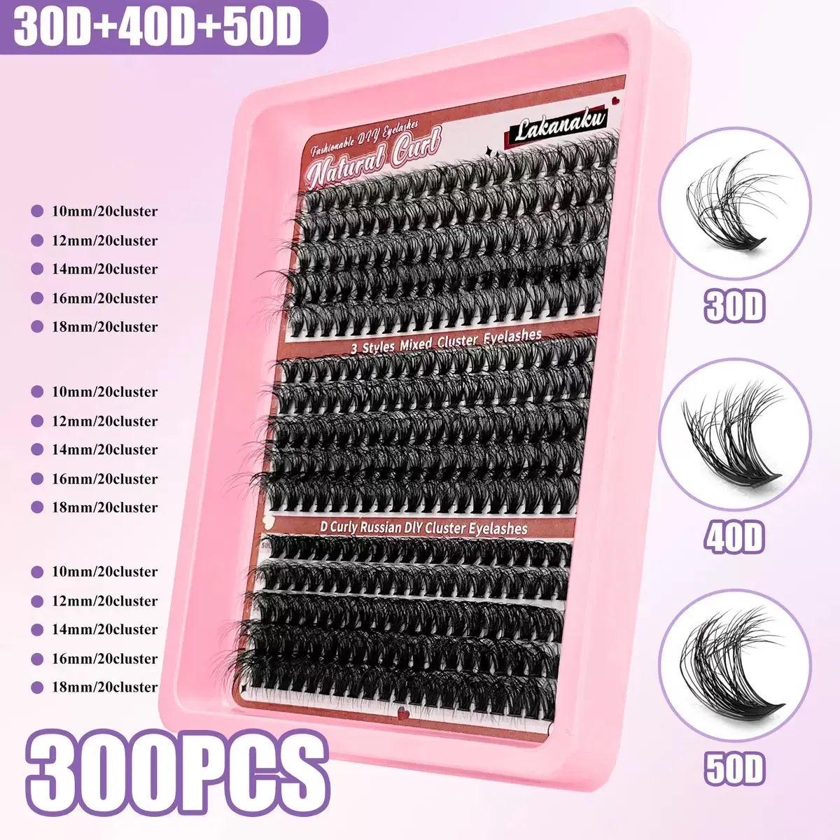 Custom Logo 30d 40d 50d 60d 80d 100d Soft Cluster Lashes Individual Eyelash Extension Set Eyelash with Glue Waterproof Kit