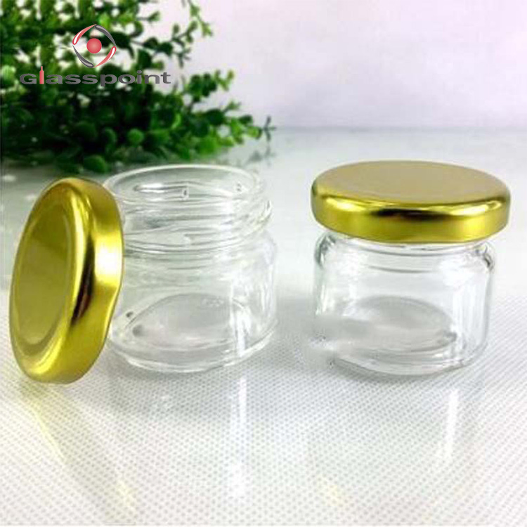 Custom 30ml Mini Round Jam Honey Glass Jar with Screw Metal Lids