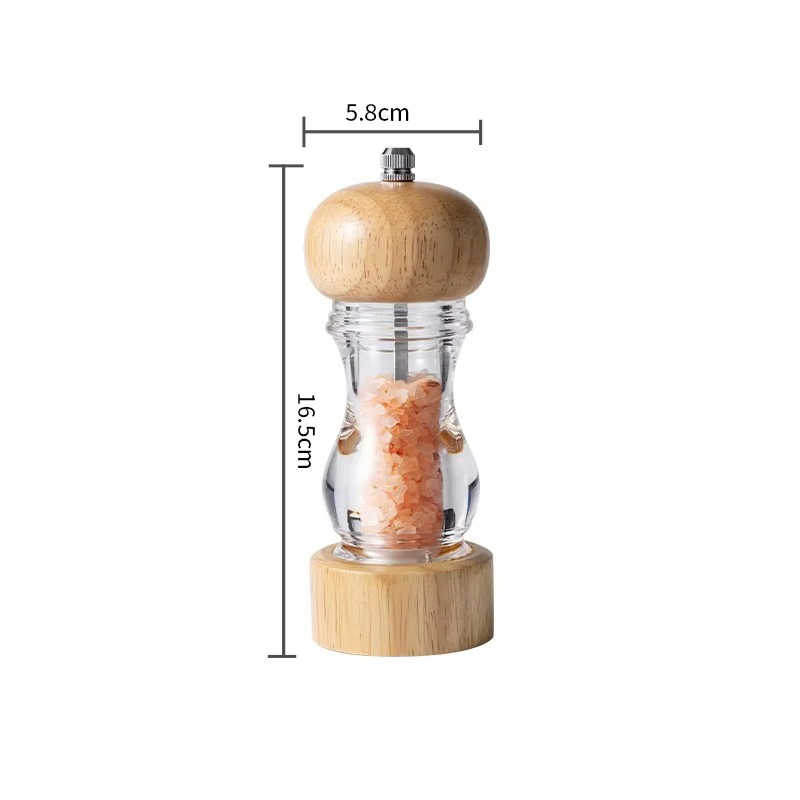 Plastic Oak Pepper Grinder Manual Creative Transparent Portable Eco-Friendly Durable Boxed Pepper Mill Sichuan Pepper Powder Sea