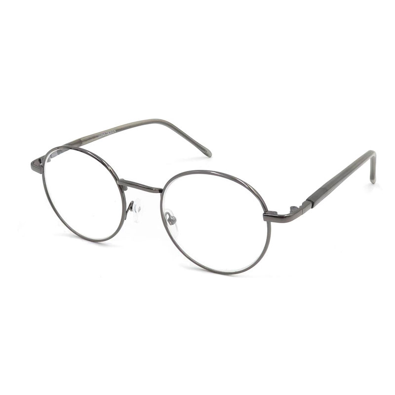 Stock Round Full Frame Metal Reading Glasses for Unisex