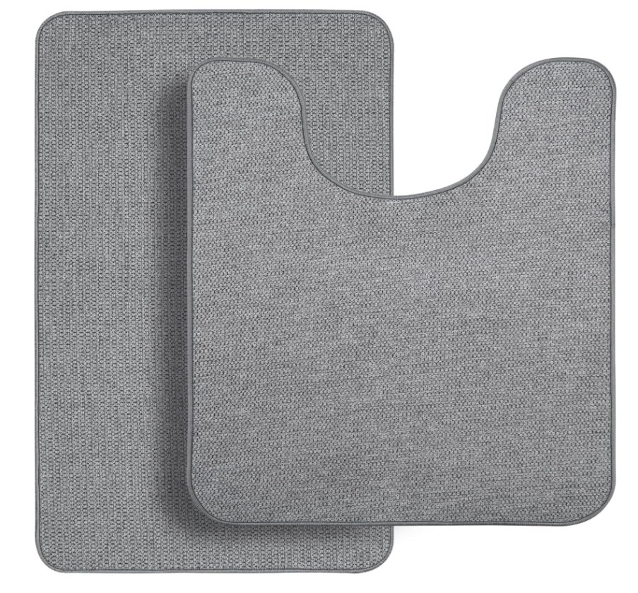 Quick Dry Non-Slip Bathroom Rugs Set 2 Piecesthin Bathroom Mats Toilet Rugs