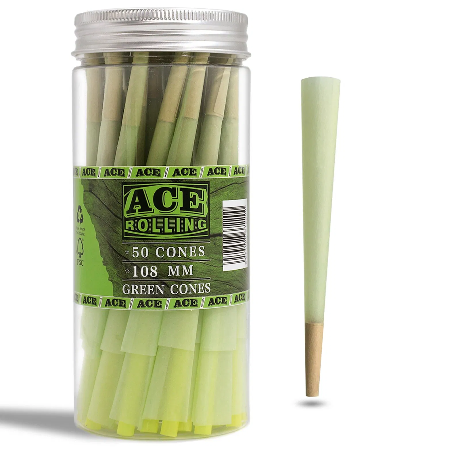 Green Kingsize Pre Rolled Cones 100 Pack Colors Slow Burning Rolling Paper