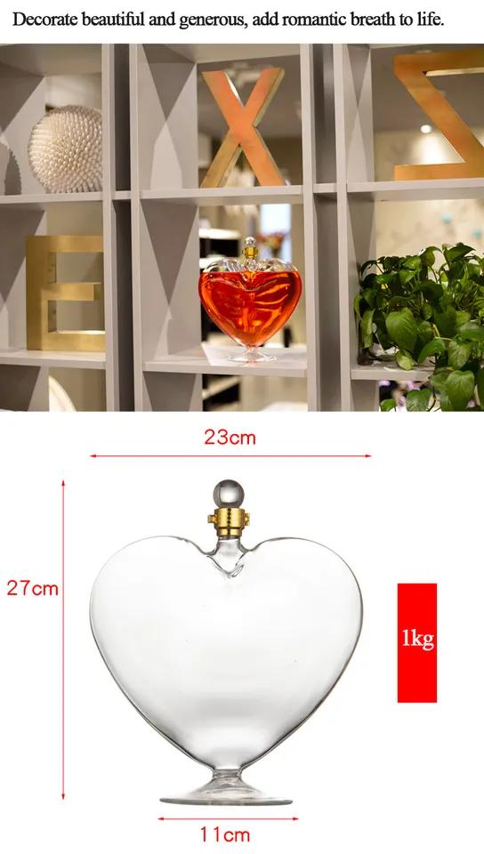 Heart-Shaped Empty Creative Art White Wine Bottle Transparent Lead-Free Sparkling Wine Bottle