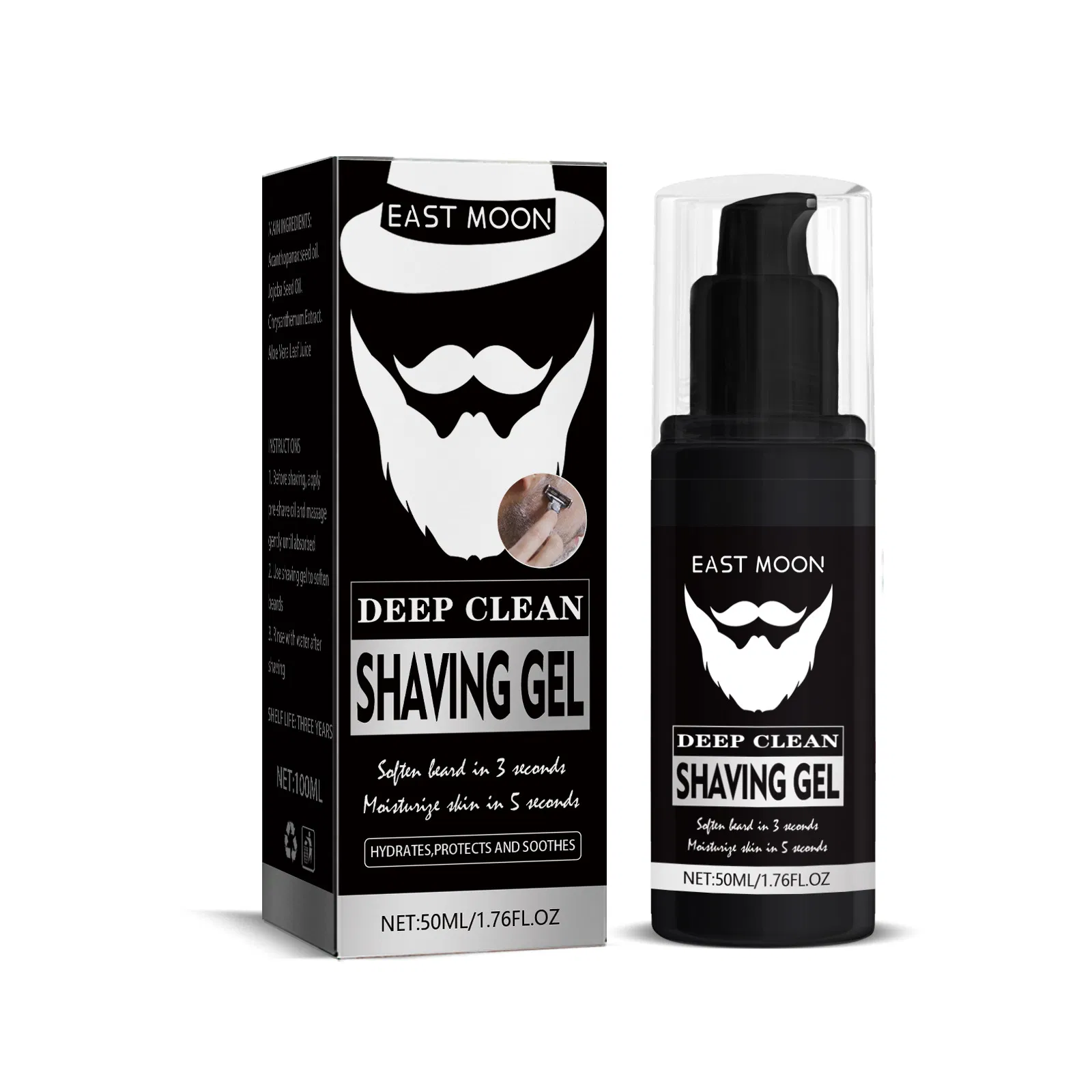 Private Label Facial Care Shaving Gel Deep Cleaning Gentle Refreshing Softening Beard Men Shaving Gel