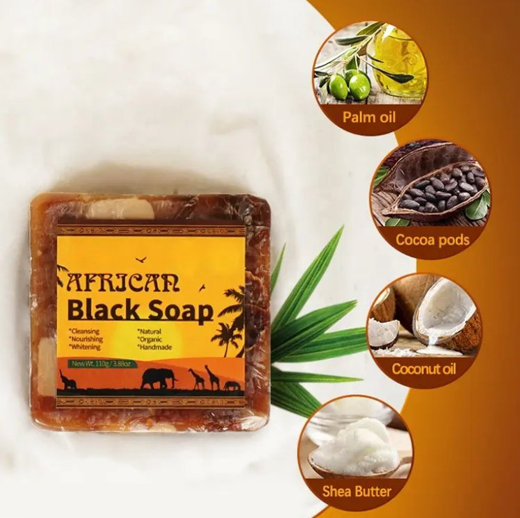 Online Wholesale and Retail African Black Soap Anti Taches Face Bath Deep Cleansing Exfoliating Body Moisturizing Treatment Acne Skin Care African Soap