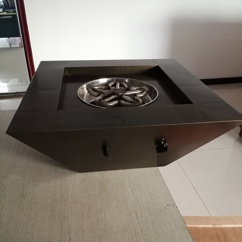 Pool Fire Feature Square Stainless Steel Gas Fire Pit Water Bowl Fountain