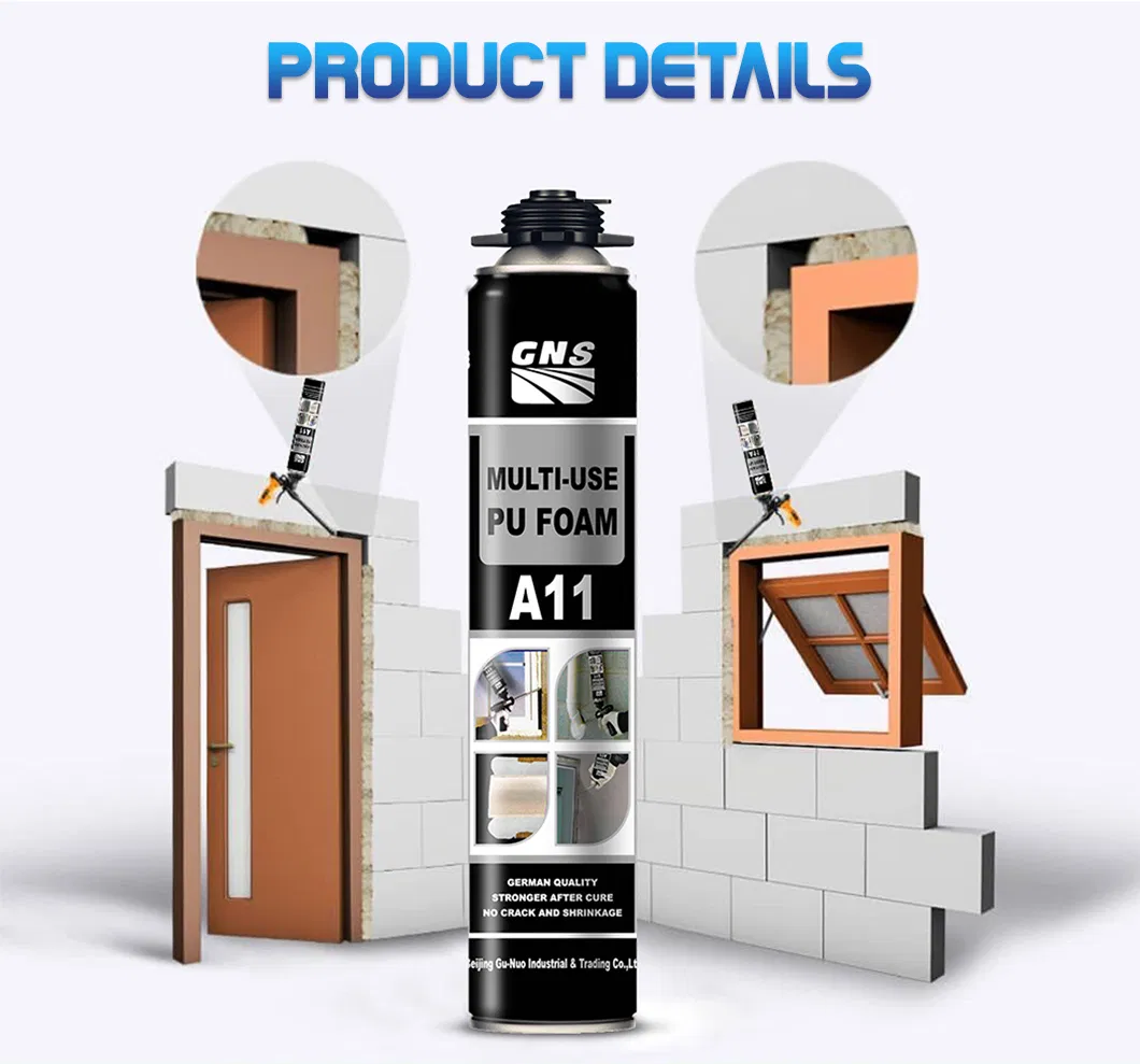 750ml PU Foam Sealant All-Season Seams and Cracks High Adhesion Concrete Brick Plaster Wood Plastic Polyurethane Foam