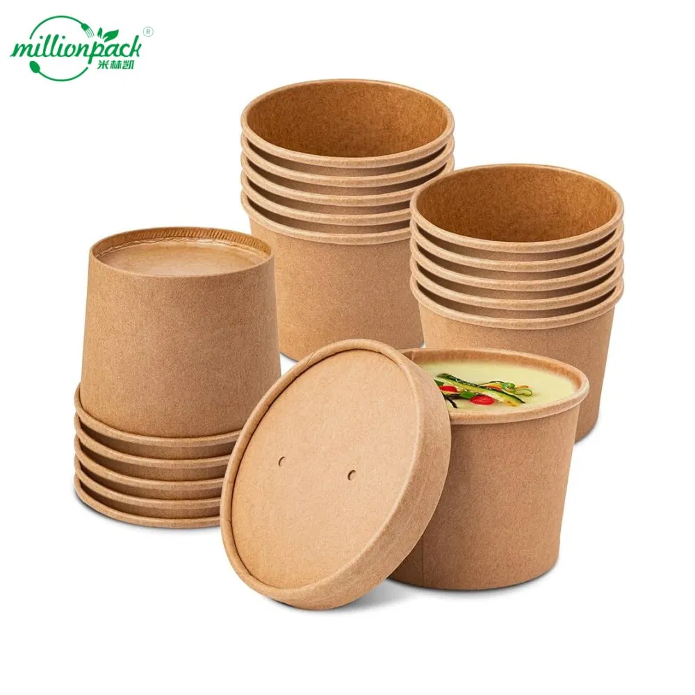 Compostable Kraft Paper Soup Bowl Fast Food Packaging for Sustainable Packaging Solutions