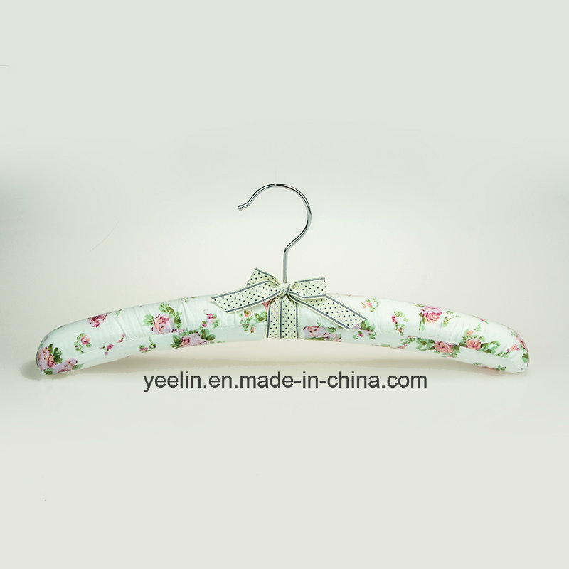Satin Padded Clothes Hangers Flower Printed Clothes Hangers
