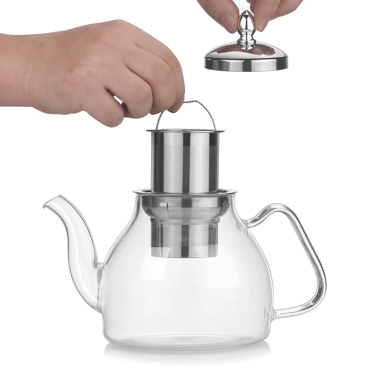1200ml Pyrex Glass Pot, Borosilicate Clear Tea Kettle with Removable Infuser, Glass Tea Maker