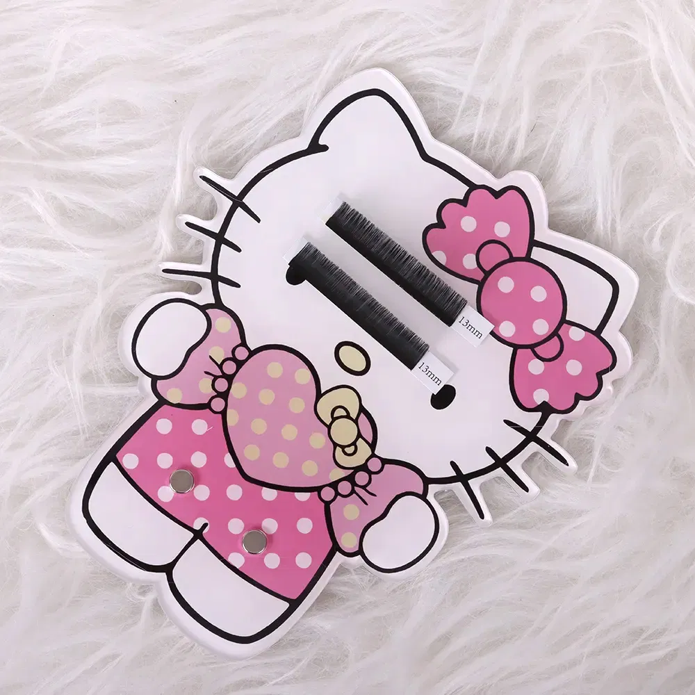 Cute Lashes Extensions Tool Acrylic Lash Tile Private Label Hello Kitty Eyelash Tiles Plate with Magnetic Tray