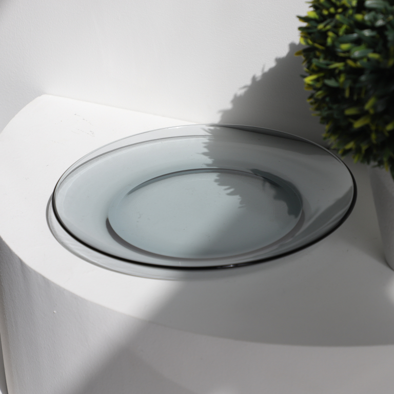 Clear Glassware Round Shape Tempered Glass Dinner Serving Plate Set Daily Used Kitchenware Soup Pot and Bowl Set