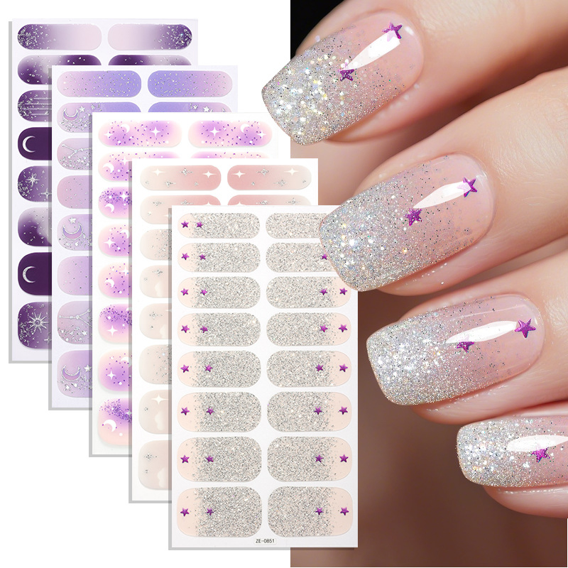 Self-Adhesive Vegan Gradient Glitter Nail Stickers