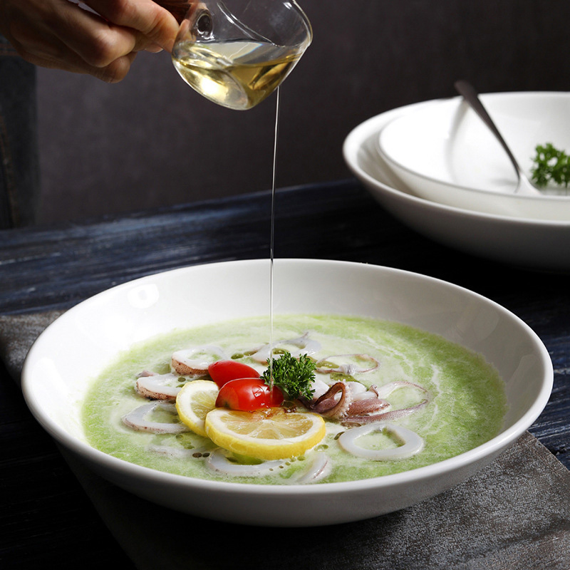 Custom Large White Ceramic Bowl Home Hotel Restaurant 10 Inch 12 Inch Western Porcelain Soup Bowl