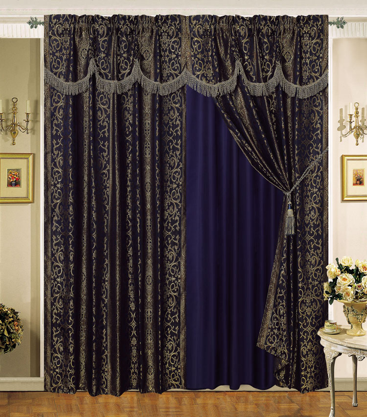 Luxury Jacquard Window Curtain with Lace Edge 05