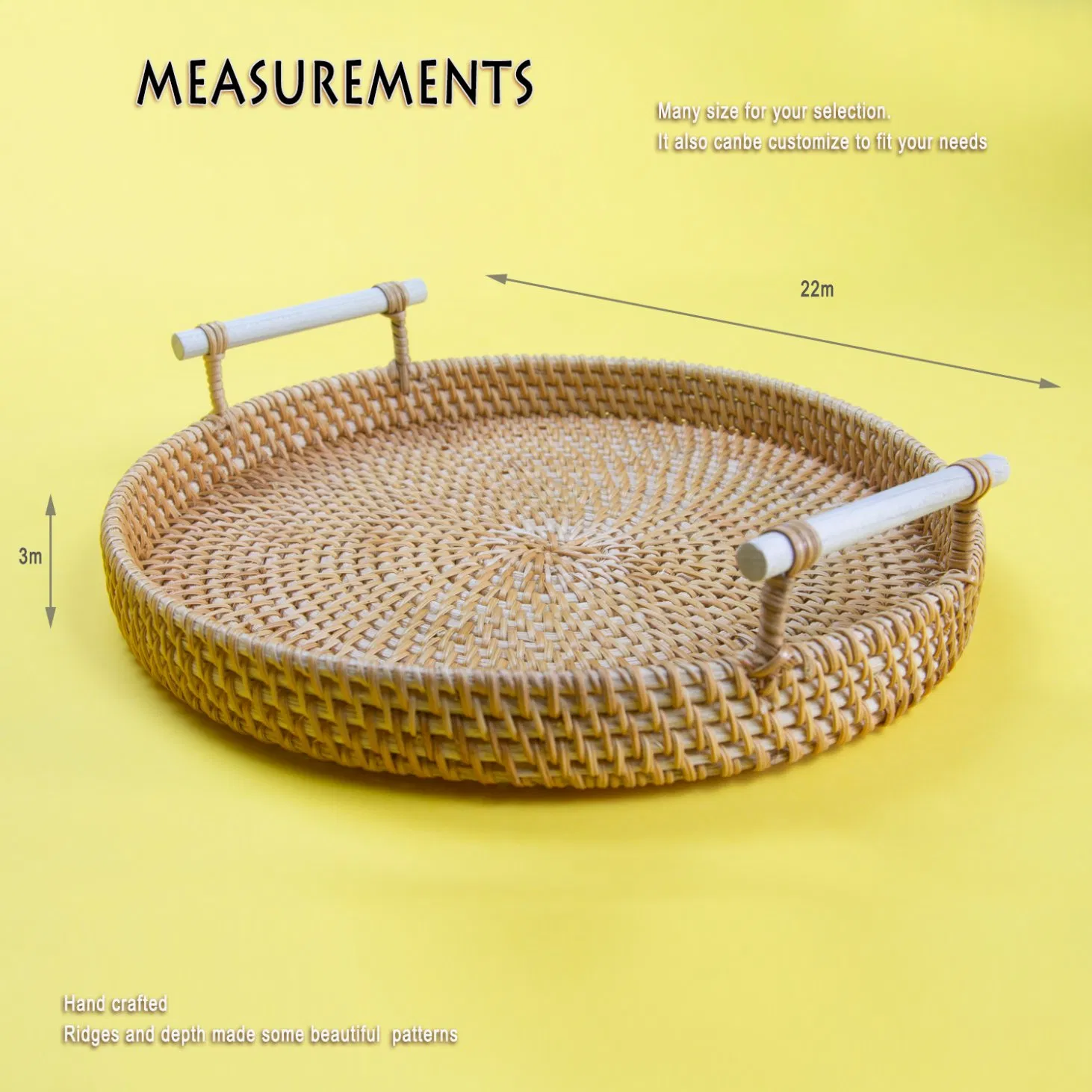 Round Tray Basket with Handles for Cracker Dinner Parties Coffee Table