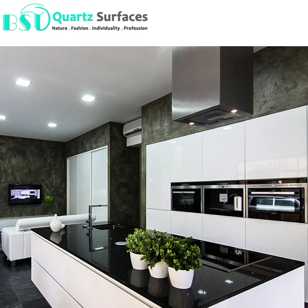 Black Sparkle Mirror Quartz Stone Slabs