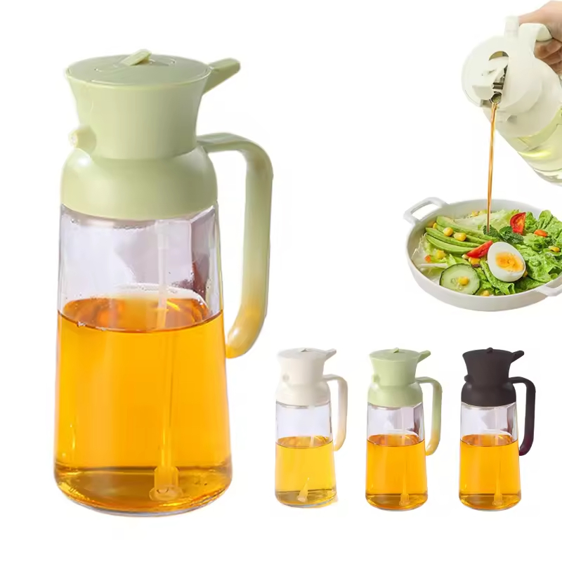 2 in 1 Oil Dispenser 470ml Oil Sprayer Glass Kitchen Cooking Sheen Spray Pot Container Bulk Olive Oil Bottle for Cooking