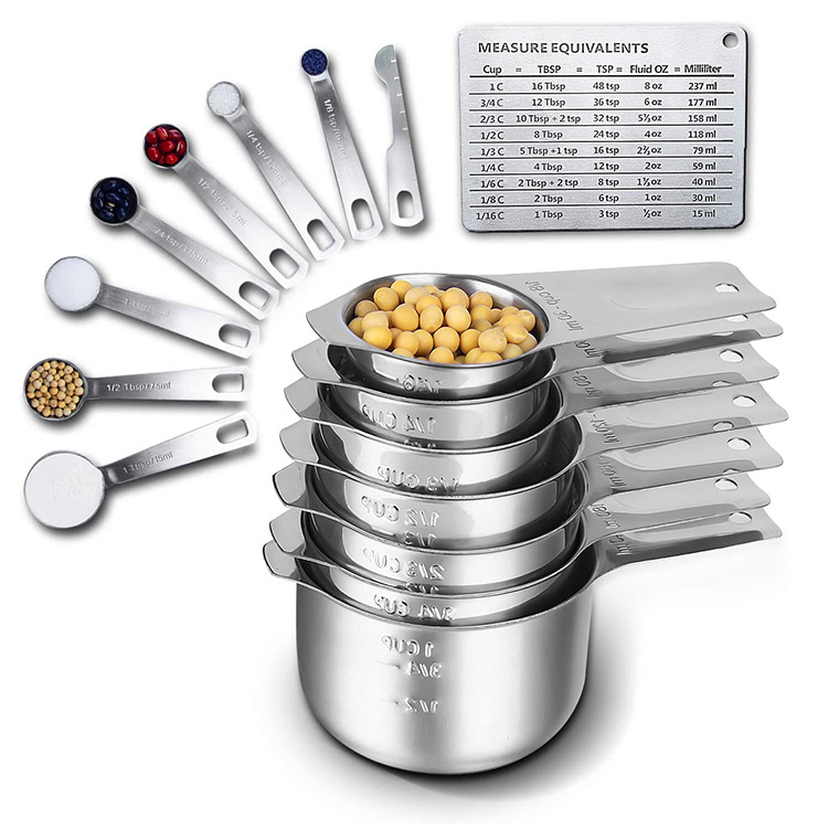 Stainless Steel Measuring Cups and Measuring Spoons