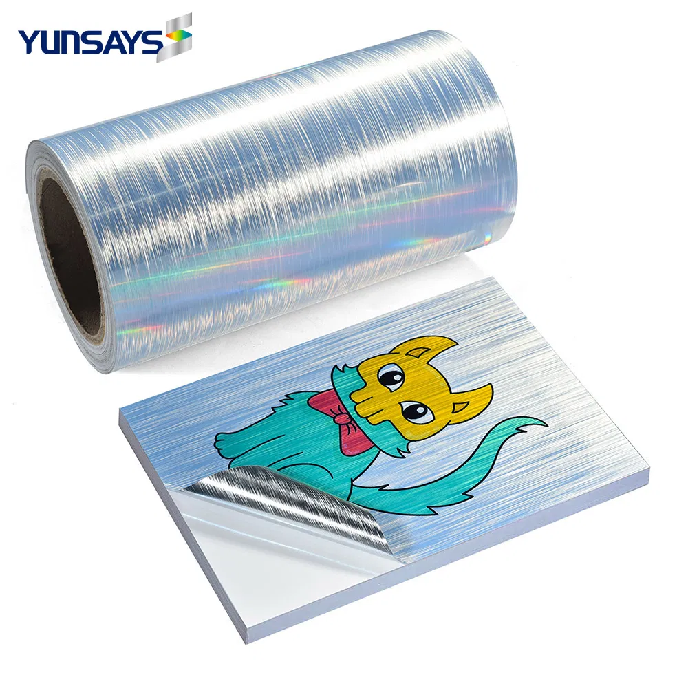 Inkjet Memjet Platinum Brushed Silver Type Waterbased Printable Pet Holographic Blank Sticker Label