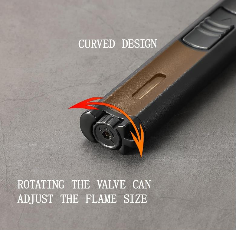 Butane Torch Lighter with Flame Lock and Safety Switch Function Adjustable Dual Jet Flame