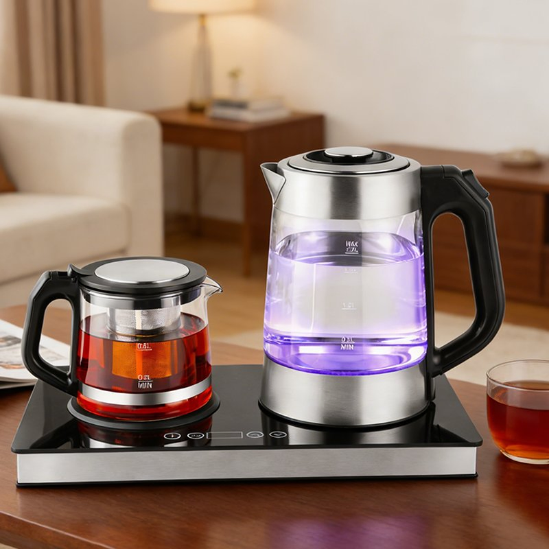 CE/CB Approved 1800W Cordless Glass Electric Kettle Separate Design Automatic Household Touch Screen Control Tea Maker
