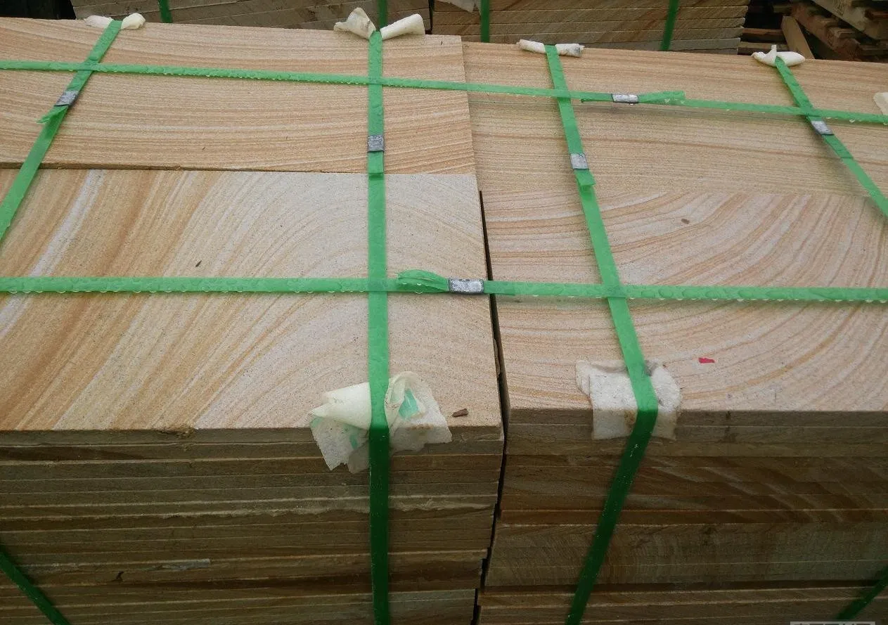 Yellow Teakwood Sandstone Slabs Pool Coping Paving Flooring/Walling Stone Tiles