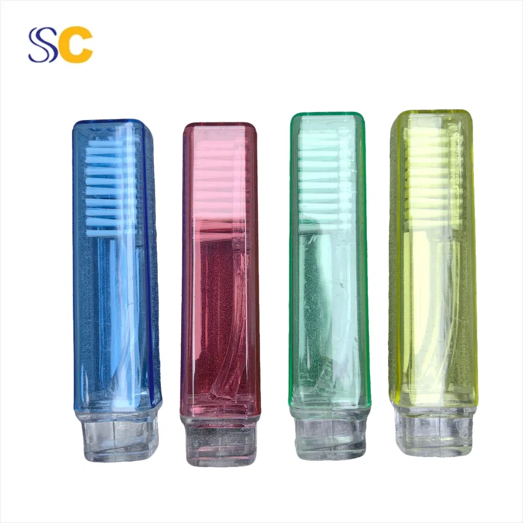 Portable Folded and Foldable and Folding Transparent Adult Travel Toothbrush