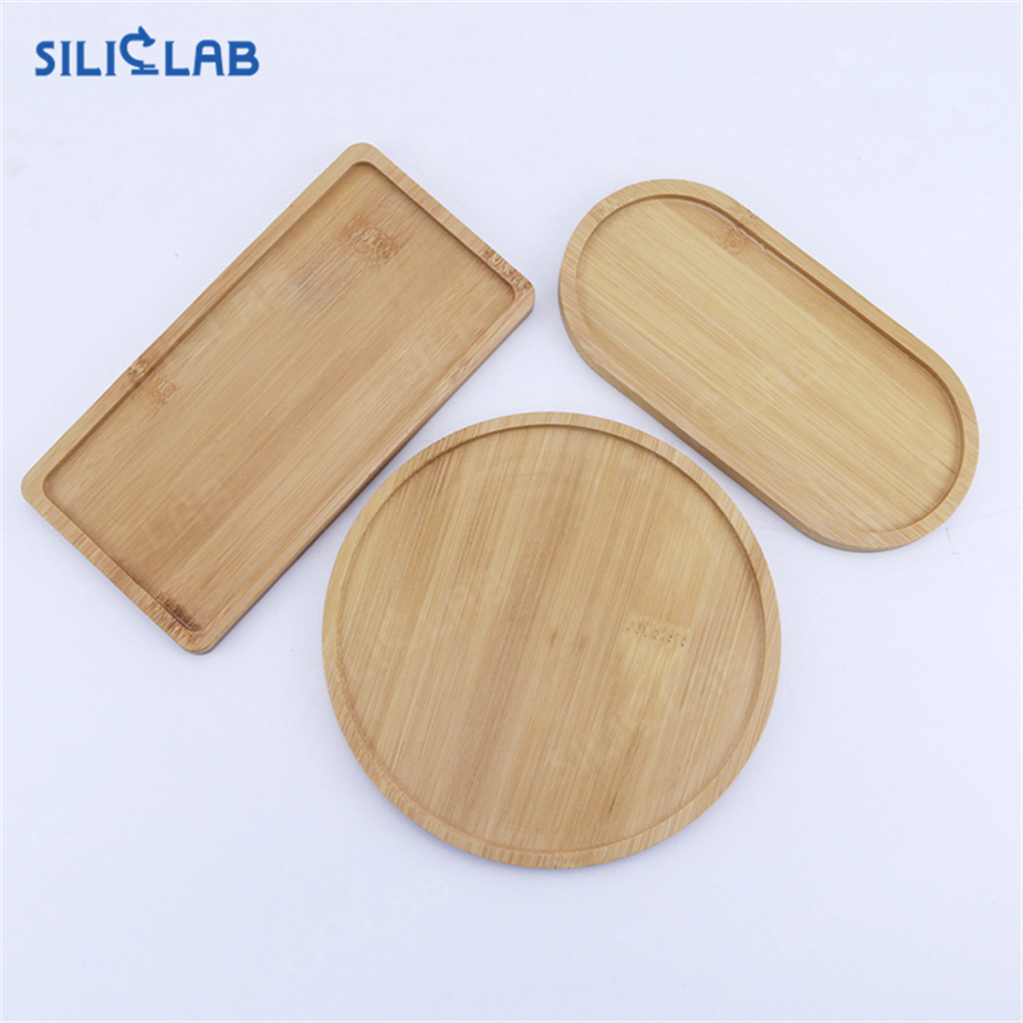 Custom Sized Oval Round Wooden Serving Platter Bamboo Rolling Tray