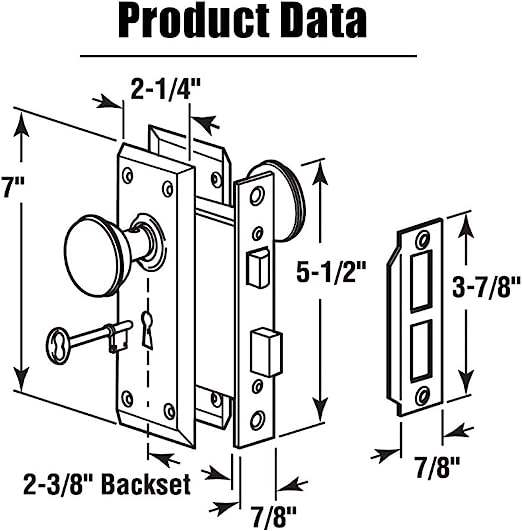 Keyed Indoor Mortise Keyed Lock Set with Gold Steel Knob Fits 1-3/8 in to 1-3/4 in. Interior Doors, Glass Door Knob