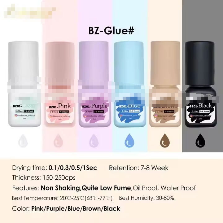 Strong Adhesive Glue 0.1s 0.3s 0.5s Non Shaking Quite Low Fume Waterproof Fast Dry Private Label Eyelash Extension Glue