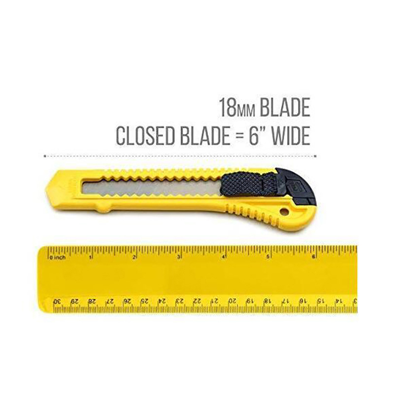 Utility Knife Box Cutters (12-Pack Bulk, 18mm Wide Blade Cutter) - Retractable, Compact, Extended Use for Heavy Duty Office, Home, Arts Crafts, Hobby for Cuttin