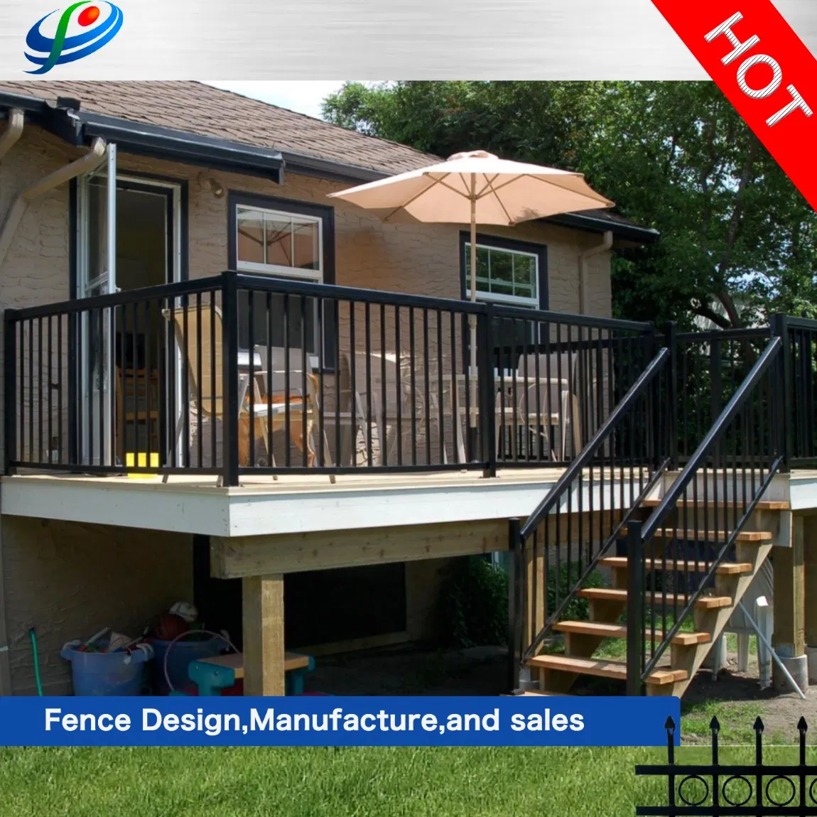 Flat Top Stair /Staircase Aluminum Swimming Pool/Balcony Fence/Fencing FRP Handrail for Home/ Garden/School/Villa